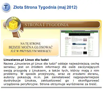 Linuxiarze.pl - złota strona tygodnia