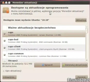 menadżer aktualizacji ubuntu