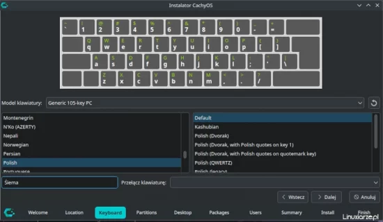 wybór układu klawiatury